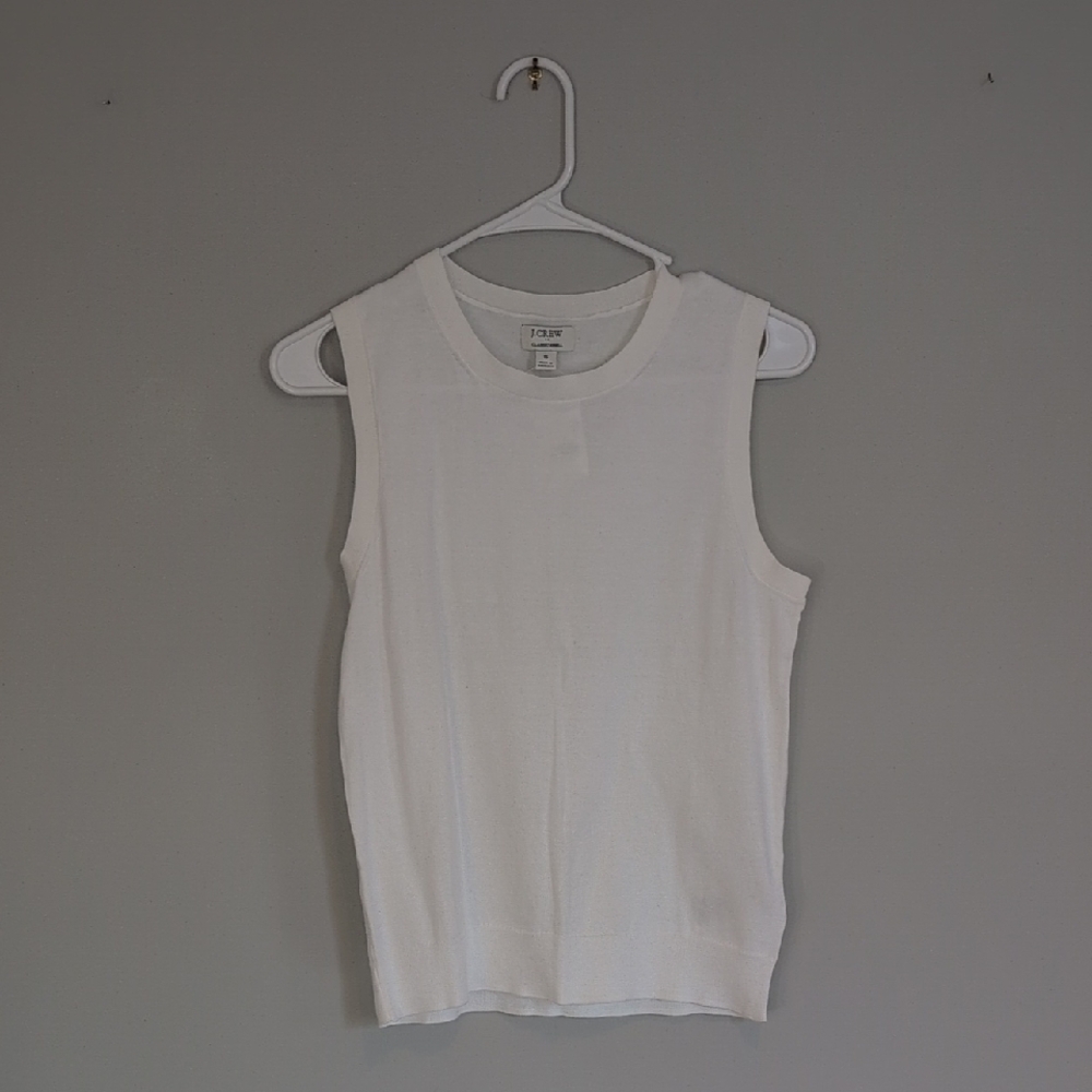 NWT J. Crew White Ribbed Sleeveless Tank Top